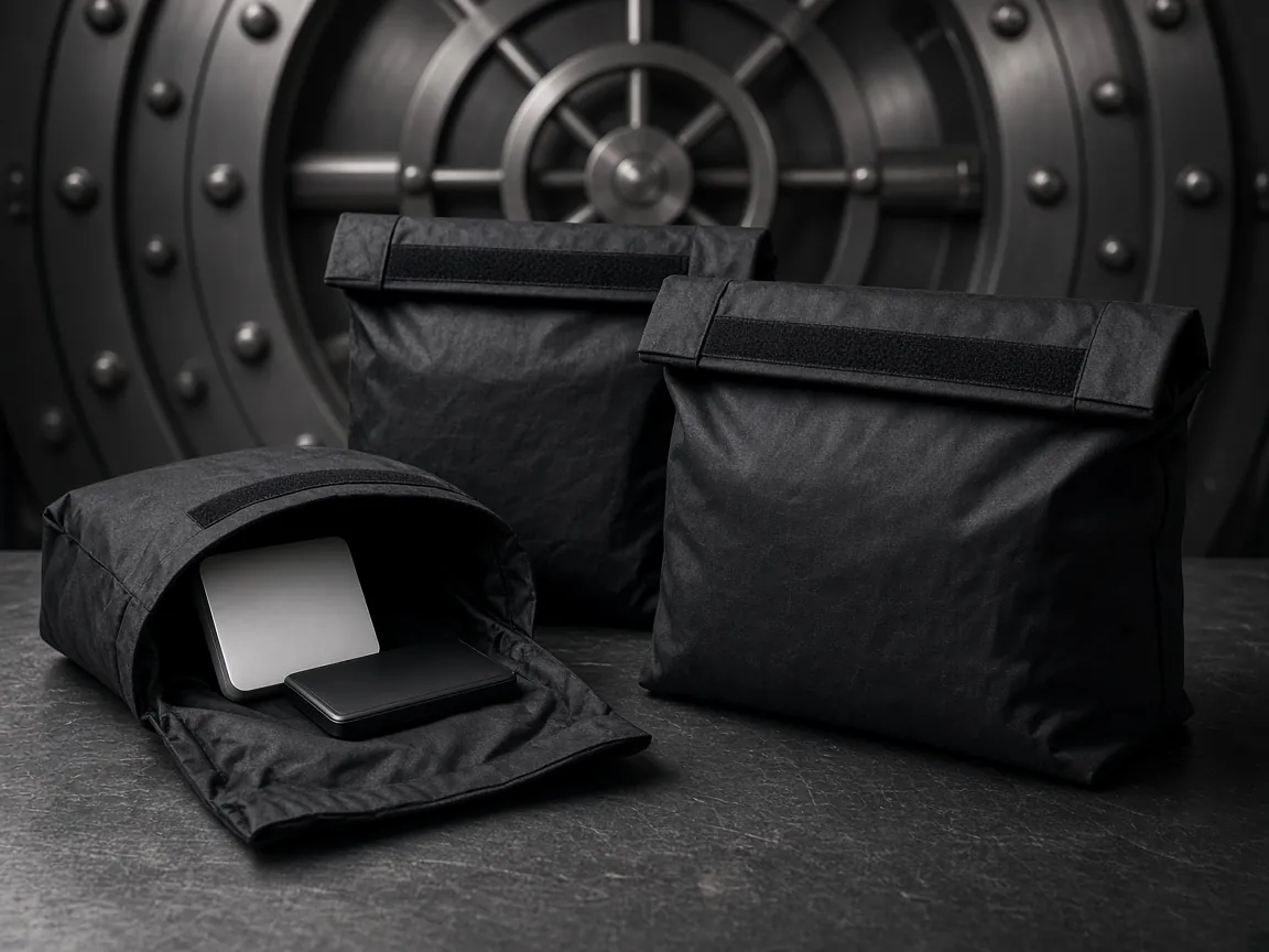 The Vault Door add-on: three Faraday bags sealing the Spank Vault kit